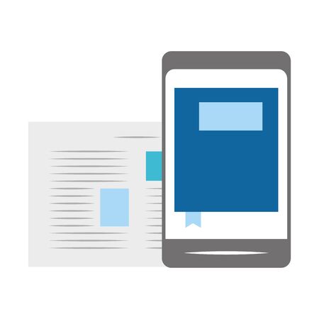 smartphone and document page over white background, vector illustrationのイラスト素材