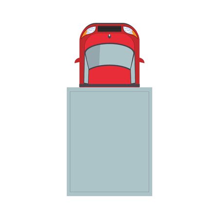 top view of car in garage over white background, vector illustrationのイラスト素材
