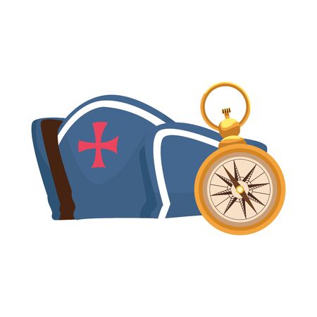 marine hat and compass navigation icons vector illustration designのイラスト素材