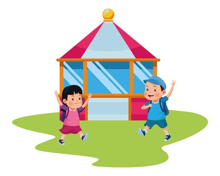 children in the carnival tent isolated vector illustration graphic designのイラスト素材