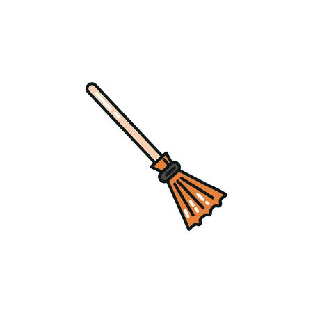 halloween witch broom flat icon vector illustration designのイラスト素材