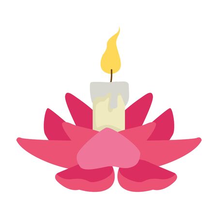 lotus candle icon over white background, colorful design, vector illustrationのイラスト素材