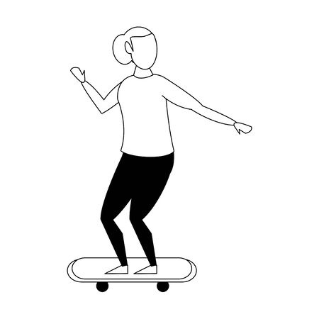 Woman riding on skateboard isolated cartoon vector illustration graphic designのイラスト素材