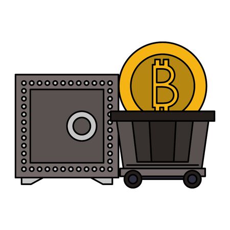 Bitcoin cryptocurrency strongbox and coin in carrier vector illustration graphic designのイラスト素材