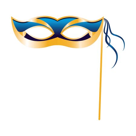 colorful Design of mardi grass mask on stick icon over white background, vector illustrationのイラスト素材
