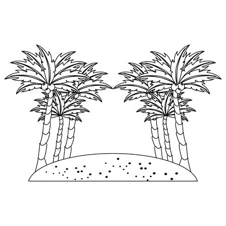 Beach with sand and tree palms scenery cartoons isolated vector illustration graphic designのイラスト素材