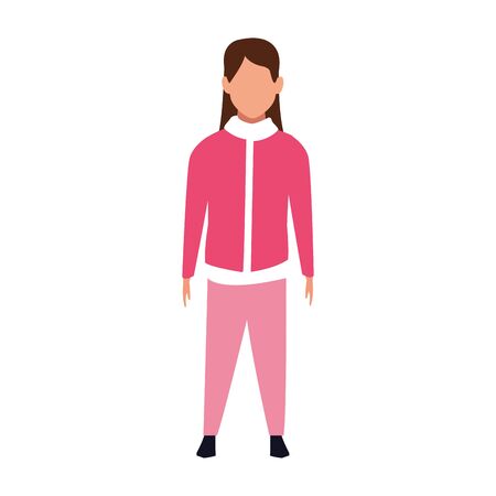 avatar girl with pink jacket over white background, vector illustrationのイラスト素材