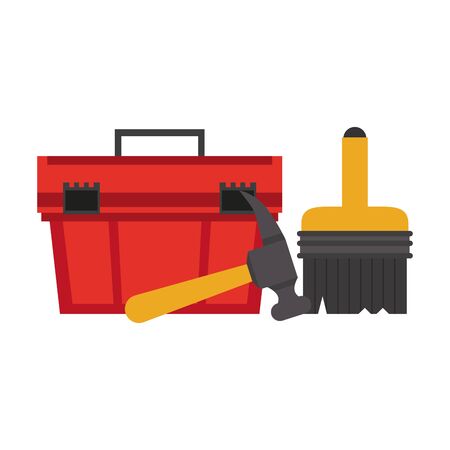 Construction tools toolbox and paint brush with hammer vector illustration graphic designのイラスト素材