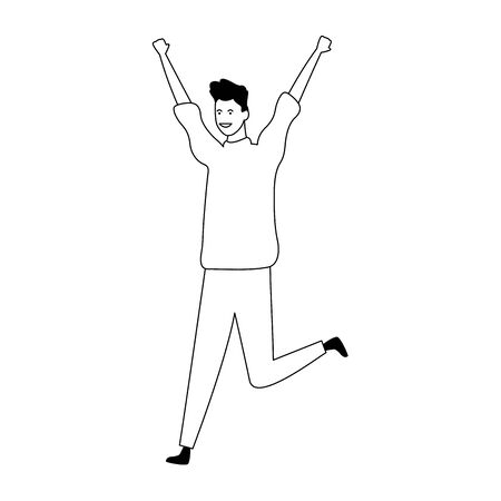 cartoon happy man having fun over white background, vector illustrationのイラスト素材