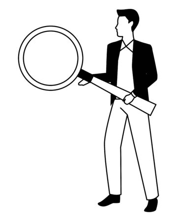 Executive businessman holding magnifying glass ,vector illustration graphic design.のイラスト素材