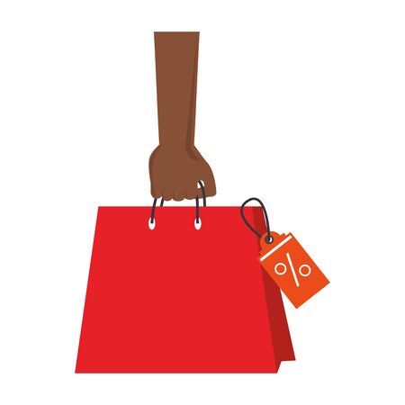 shopping retail sale store, shopping bag with discount label price cartoon vector illustration graphic designのイラスト素材
