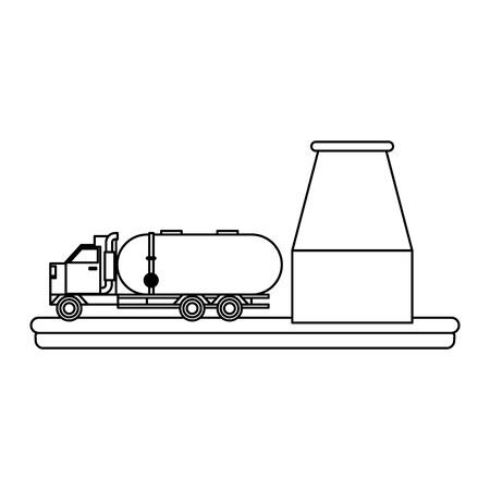 oil refinery gas factory industry petrochemical petroleum storage tank plant with shipping truck cartoon vector illustration graphic designのイラスト素材