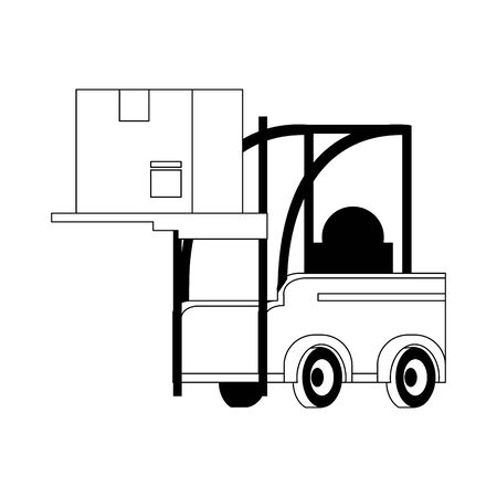 Forklift with delivery box isolated symbol vector illustrationのイラスト素材