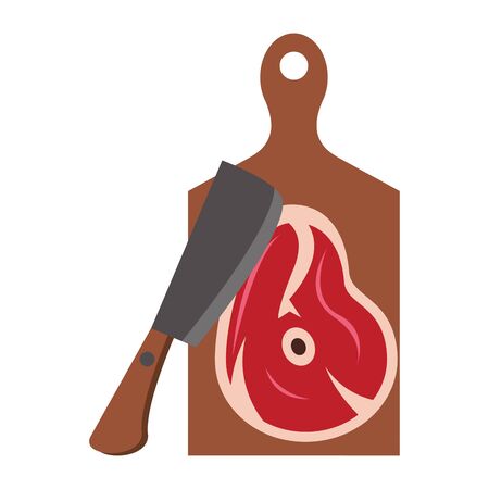 Barbecue food steak and axe on table vector illustration graphic designのイラスト素材