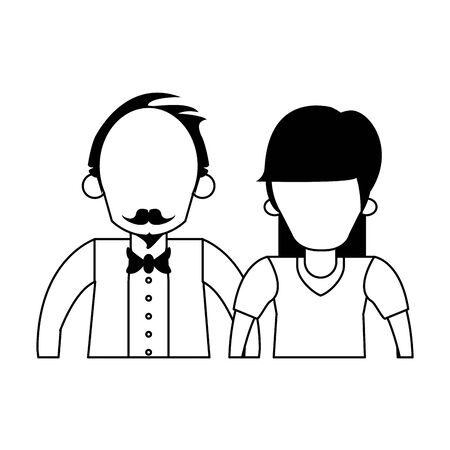 grandparents senior old retirement people grandmother and grandfather couple love cartoon vector illustration graphic designのイラスト素材