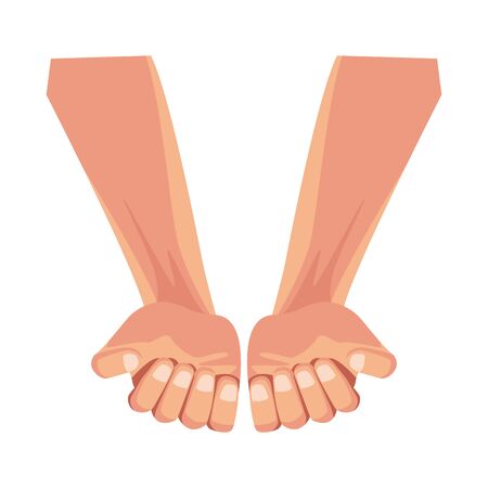 hands palm up and closed fist showing nails icon cartoon vector illustration graphic designのイラスト素材