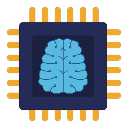 technology cpu motherboard chip computer brain cartoon vector illustration graphic designのイラスト素材