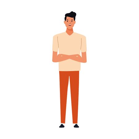 cartoon young man icon over white background, vector illustrationのイラスト素材