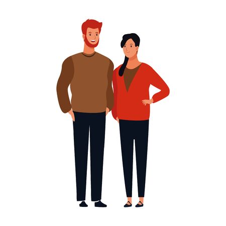 cartoon couple in love icon over white background, vector illustrationのイラスト素材