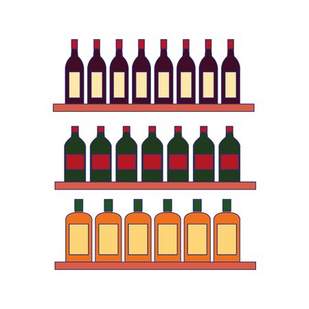 shelves with bottles icon over white background, vector illustrationのイラスト素材
