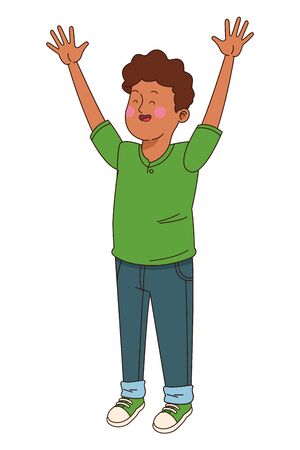 Teenager afroamerican man smiling and greeting cartoon vector illustration graphic designのイラスト素材
