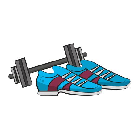 fitness sport heatlhy lifestyle, gym and healthyobjects cartoon vector illustration graphic designのイラスト素材