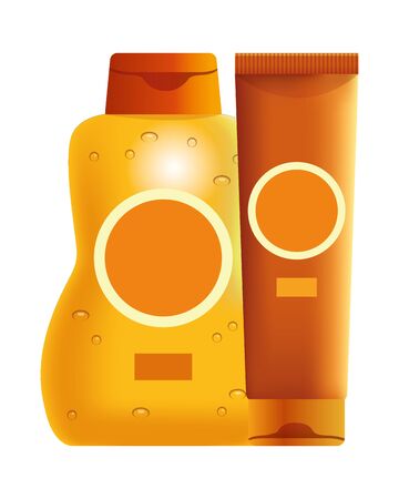 Sun bronzers bottles cosmetic products ,vector illustration graphic design.のイラスト素材