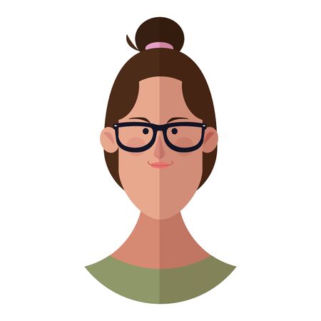 Woman with glasses face cartoon profile vector illustration graphic designのイラスト素材