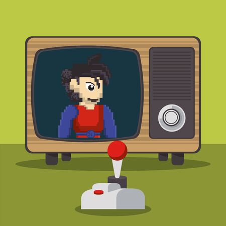 video game pixelated console and old tv vector illustration designのイラスト素材