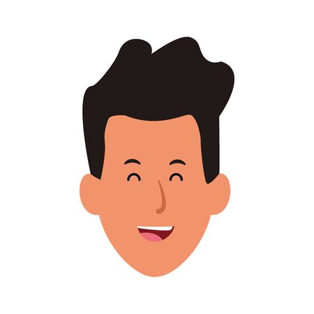 happy young man icon over white background, vector illustrationのイラスト素材