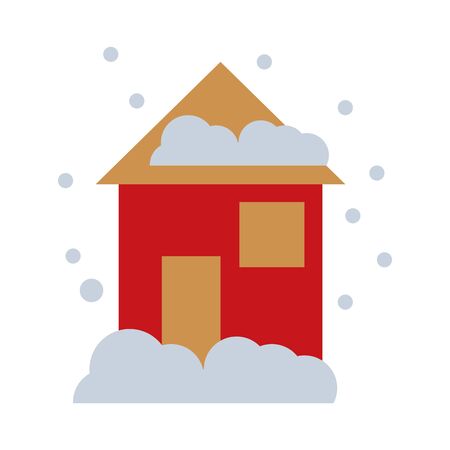 happy merry christmas house with winter storm vector illustration designのイラスト素材