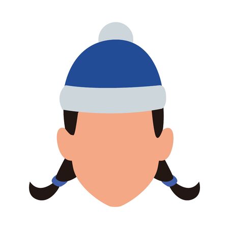 default girl with christmas hat icon over white background, vector illustrationのイラスト素材