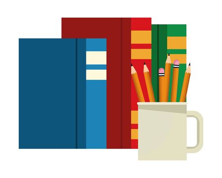 Books and pencils in cup ,vector illustration .graphic design.のイラスト素材