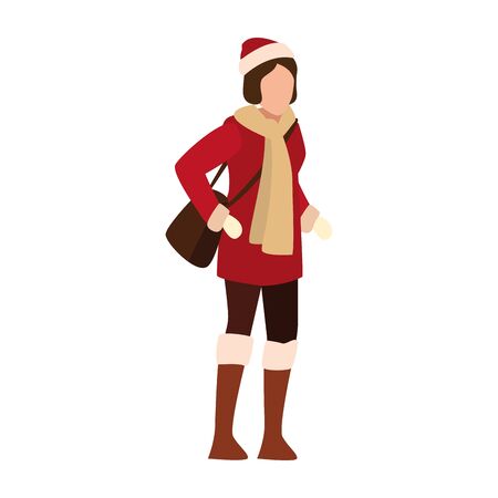 happy young girl with autumn clothes vector illustration designのイラスト素材