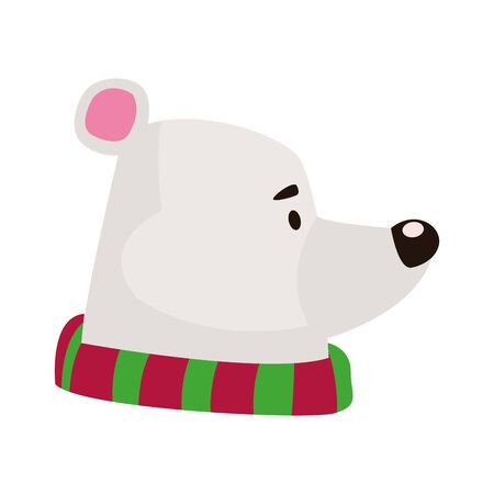polar bear with scarf over white background, vector illustrationのイラスト素材