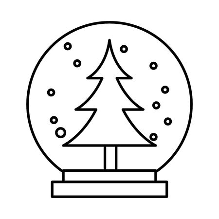 merry christmas crystal ball with pine tree vector illustration designのイラスト素材