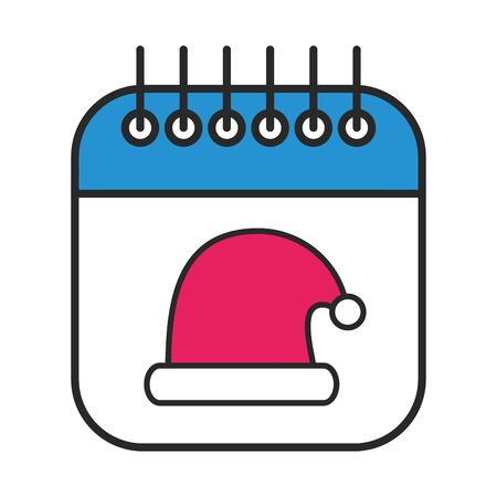 merry christmas calendar with santa claus hat vector illustration designのイラスト素材