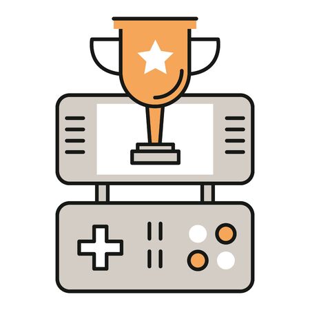 video game portable device with trophy cup vector illustration designのイラスト素材