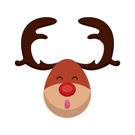 happy merry christmas reindeer head character vector illustration designのイラスト素材