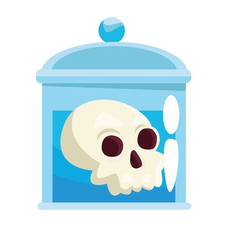 halloween head skull in bottle vector illustration designのイラスト素材