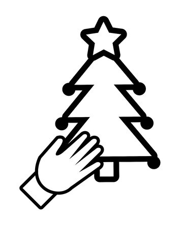 merry christmas pine tree icon vector illustration designのイラスト素材
