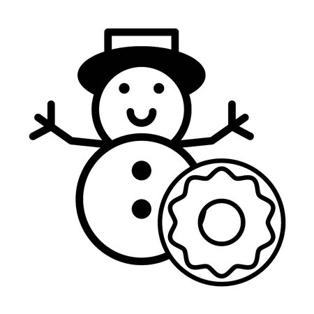 merry christmas snowman cute character vector illustration designのイラスト素材