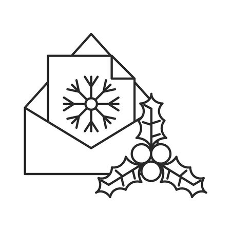 happy merry christmas letter with snowflake in envelope vector illustration designのイラスト素材