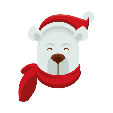 cute polar bear with scarf character vector illustration designのイラスト素材