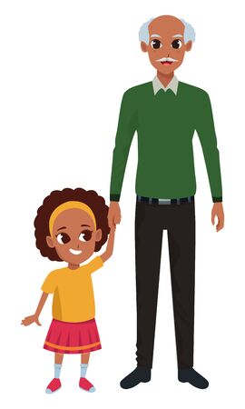 Family grandfather with little granddaugther cartoon vector illustration graphic designのイラスト素材