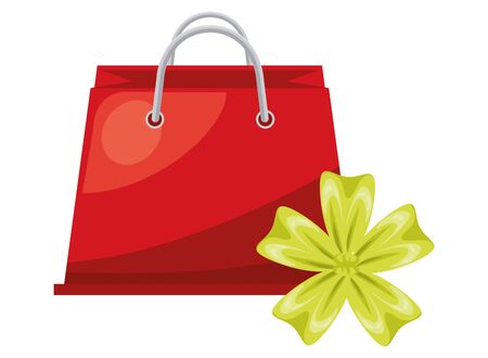 shopping bag paper with ribbon bow marketing vector illustration designのイラスト素材