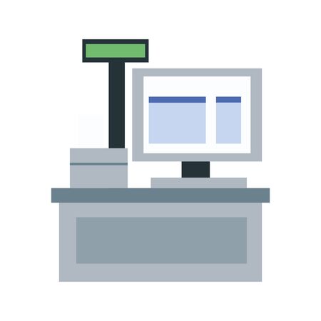supermarket register cash icon over white background, vector illustrationのイラスト素材