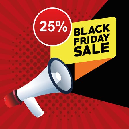 black friday sale poster with megaphone vector illustration designのイラスト素材