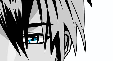 face young man monochrome anime style character vector illustration designのイラスト素材