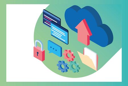 big data technology with cloud computing vector illustration designのイラスト素材